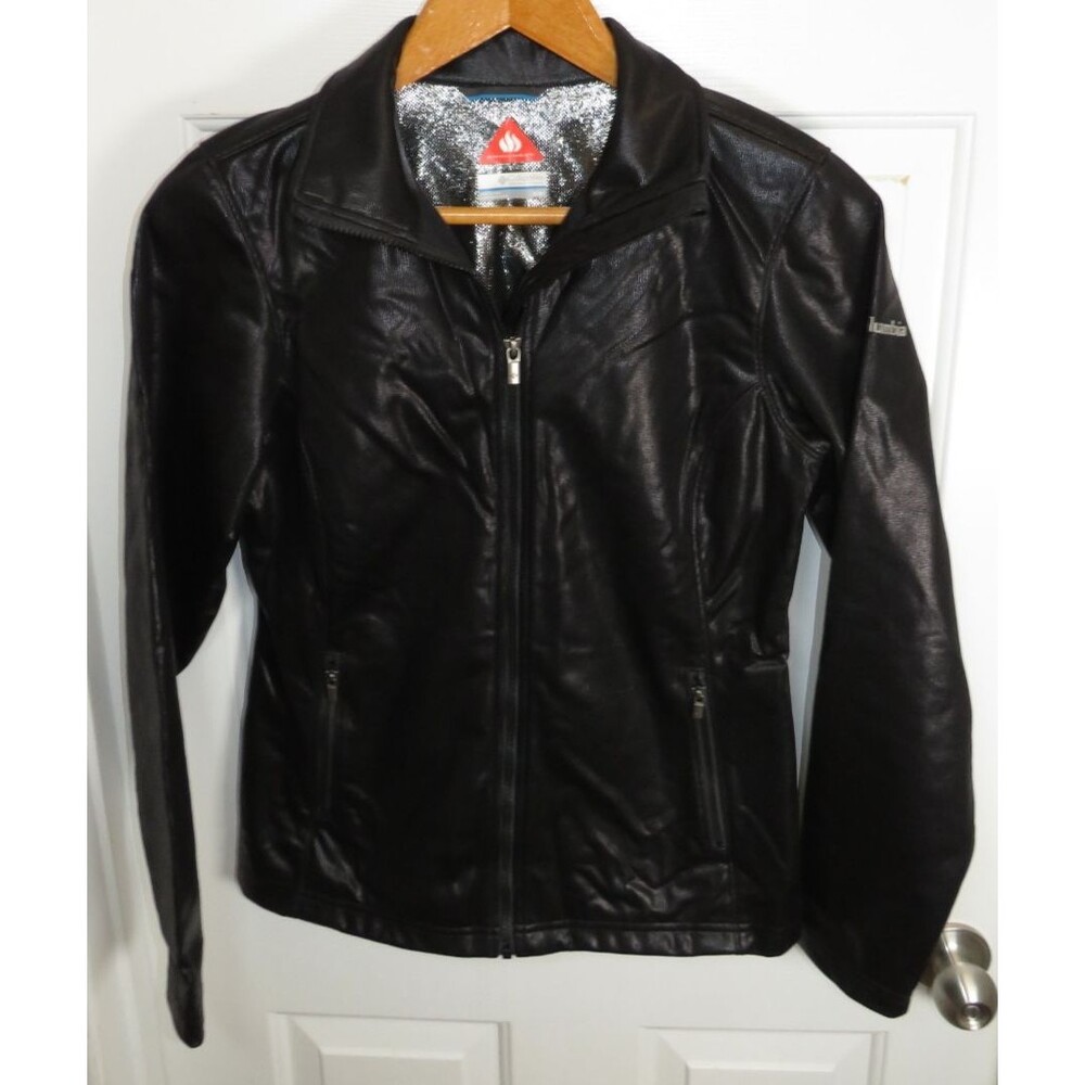 Columbia Omni Heat Metallic Snakeskin Jacket Black Full Zip Women's Medium
